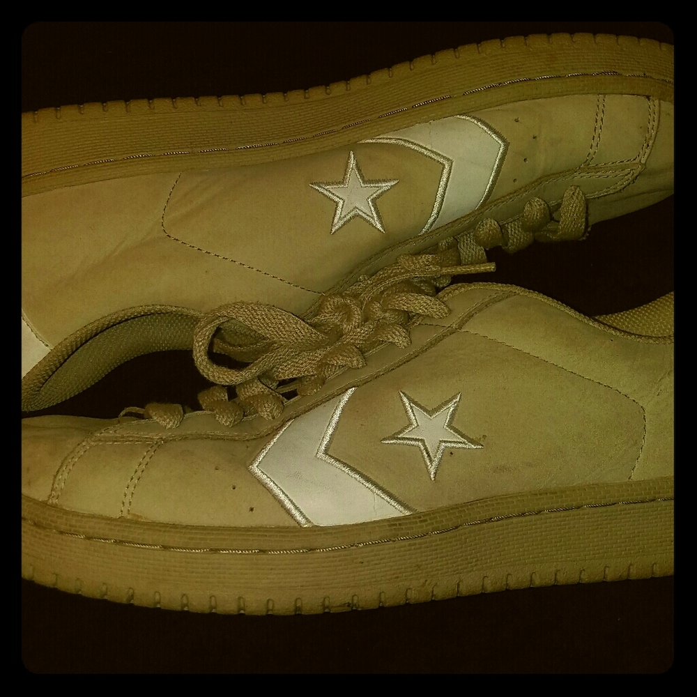 Mens tan colored Converse all-star leather shoe